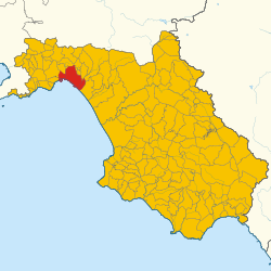 Map of Salerno (Province of Salerno, region Campania, Italy 2024)
